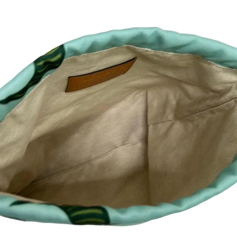 Loewe Drawstring Pouch Light Green Multi Canvas Leather